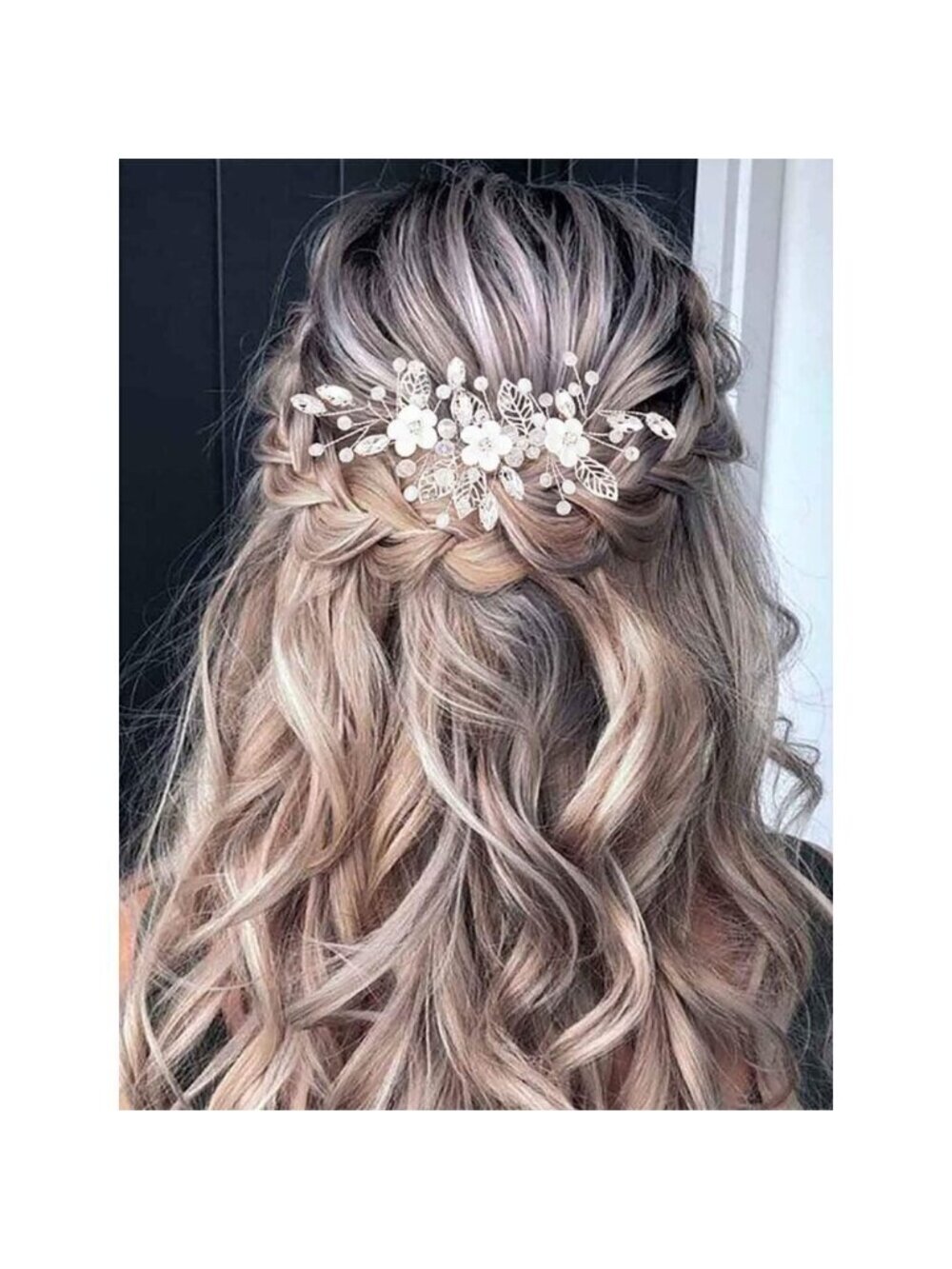 ❤️Women Silver Flower Bride Hair Vine Leaf  Hair Piece Beaded Headpieces Jewelry